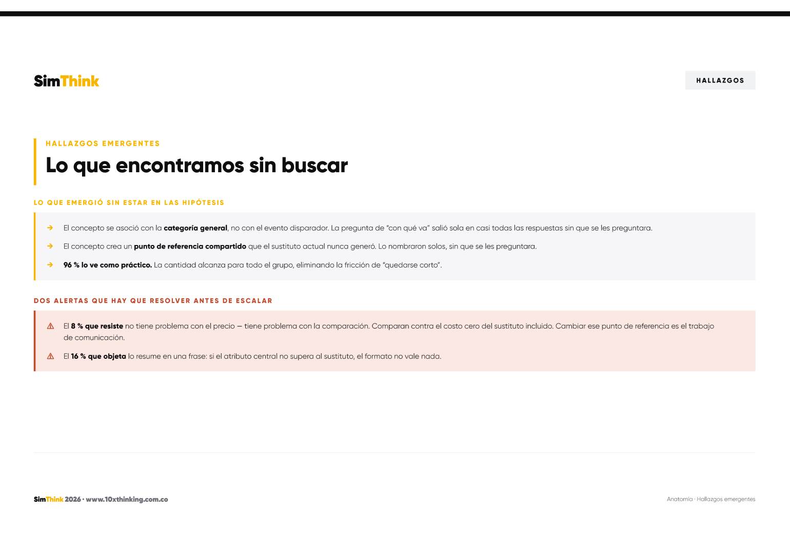 Hallazgos emergentes SimThink — patrones laterales detectados durante el sprint.